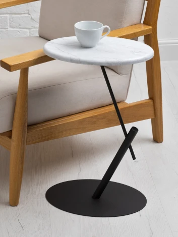 Стол приставной овальный МеталлАрт М015 белый мрамор/черный Mebelik 009510