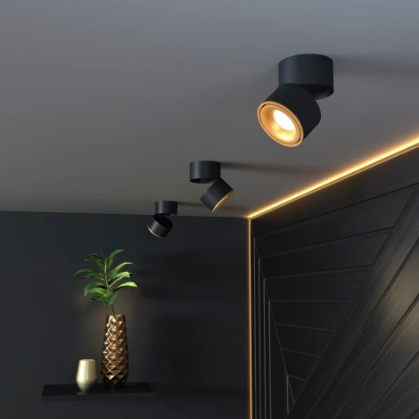 Накладной точечный светильник Elektrostandard Klips DLR031 15W 4200K 3100 черный матовый/золото (LED, 220V, круглые)