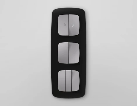 Лицевая панель Ambrella Volt OMEGA (Сталь матовый) для 2-клавишных выключателей с подсветкой QUANT OP5040