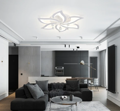 Потолочная светодиодная люстра с пультом и управлением смартфоном 120W Olimp LED LAMPS 81238 Natali Kovaltseva (регулировка яркости, 220V, подвески, цветы)