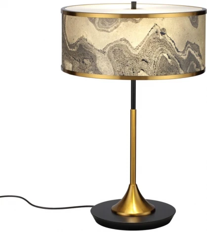 Настольная лампа Odeon Light Bergi 5064/2T античн.бронза/серо-беж./металл/натур.камен."шпон" E27 LED 2*10W (220V, выключатель, круглые)