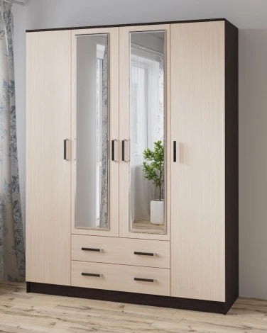 Шкаф ТЭКС для одежды и белья Лагуна 160 см, венге/дуб молочный