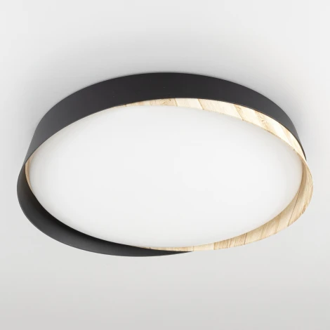 Потолочный светильник RGB круглый Citilux Bonny CL754351G Черный+Клен LED с пультом (220V, круглые)