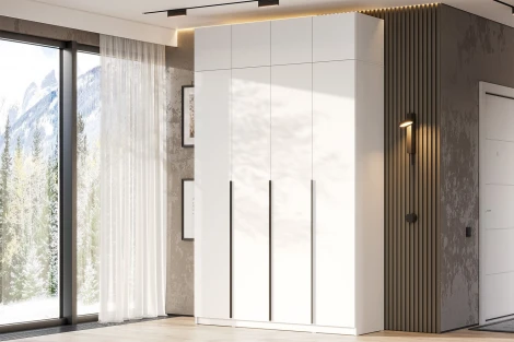 Шкаф с антресолью Арника (9 полок + штанга) ШК 5 (1600), Белый