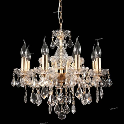Люстра подвесная хрустальная Crystal Lux Ines, 8 ламп , золото с прозрачным