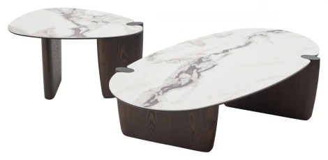 Стол кофейный АРН (ARN) цвет FENDI WHITE керамика на стекле/массив/ МДФ, дубовый шпон ®DISAUR M-City 64676