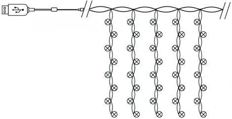 Светодиодная гирлянда Feron 41635 CL590 занавес типа Роса 2*2м + 2м 2700К USB
