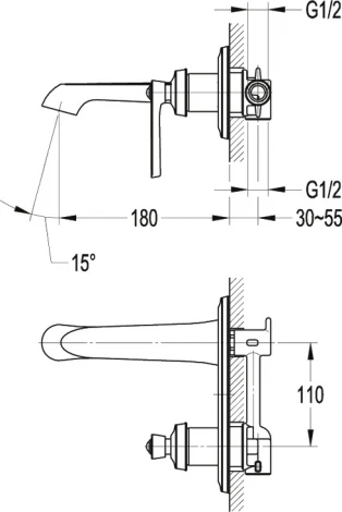 Смеситель Cezares Liberty F BLI 01 W0 С ВНУТРЕННЕЙ ЧАСТЬЮ, для раковины