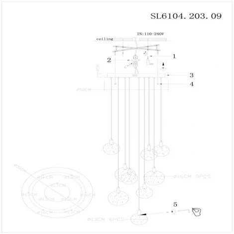 Подвесной светильник ST Luce Montecelio SL6104.203.09 (LED, 220V, хрусталь, на проводе)