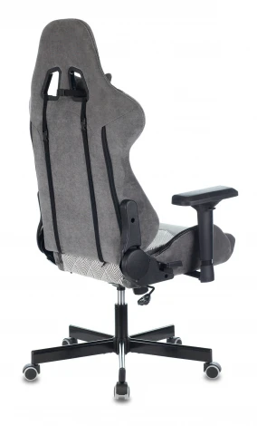 Кресло игровое Zombie VIKING 7 KNIGHT Fabric серый Loft ромбик текстиль/эко.кожа с подголов. крестовина металл