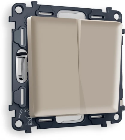 Комплект механизма Ambrella Volt 2-клавишного выключателя ALFA MA363010 Серо-бежевый матовый QUANT