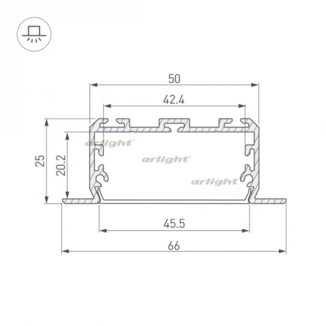 Профиль KLUS-POWER-W50-FS-2000 ANOD (Алюминий) 028919 Arlight