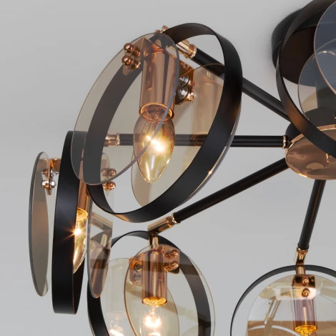 Потолочная люстра Wi-Fi на штанге Eurosvet Gallo 70121/8 черный (220V, управление смартфоном, голосовое управление, умный дом - Minimir Home, Алиса, Маруся, Салют, кольцо)