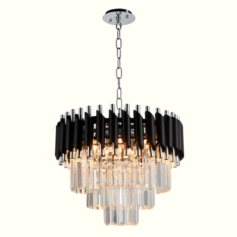 Подвесная люстра хрустальная Natali Kovaltseva DARIAN 76017/5C CHROME BLACK 5 x E14, 40W, CHROME BLACK