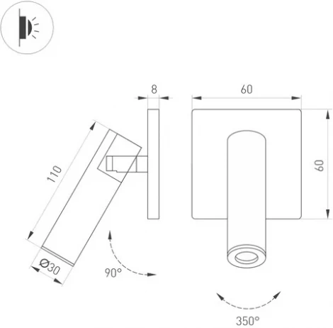Встраиваемый спот SP-READER-NB-S60x60-3W Warm3000 (BK, 20 deg, 230V) (Arlight, IP20 Металл) 052946 (LED)