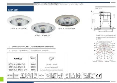Встраиваемый точечный светильник Kanlux OZON 907 (220V, круглые)
