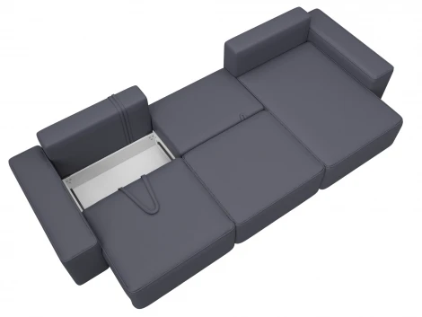 Диван угловой Лига-074 угол универсальный (ДСП/Пластик/Экокожа/Серый) Лига Диванов 129874