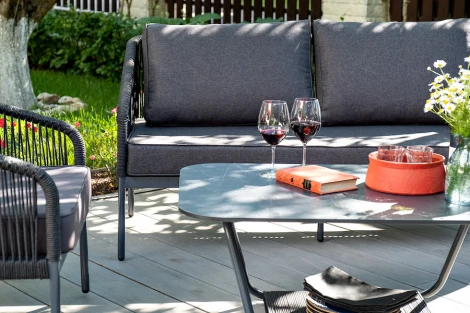 Лаунж-зона 4-местная плетеная из роупа (веревки), цвет темно-серый 4SIS Канны KANS2C2T-4-SET D-gray