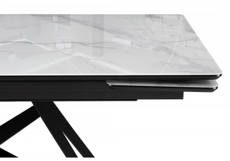 Кухонный стол Notta Блэкберн 140(200)х80 кристл белый мрамор / черный