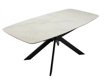 Стол DikLine BK140 Керамика глянец Ostra Bianco (мрамор глянец белый)/подстолье черное/опоры черные 00-00080686