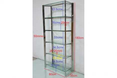 GY-08728 Стеллаж стекло прозр/золото 80*35*180см Garda Decor