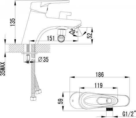 Смеситель Lemark Luna LM4115C для ванны с душем