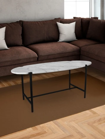 Стол журнальный МеталлАрт М025 белый мрамор/черный Mebelik 009498