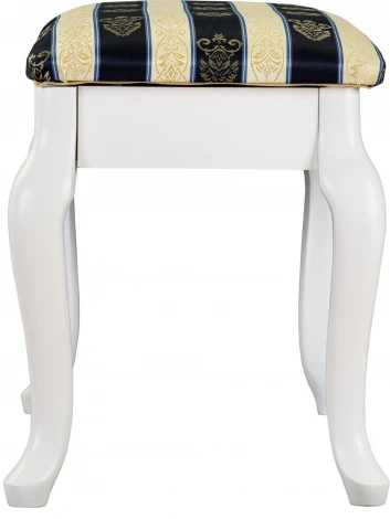 Банкетка Ретро с ящиком белый, ткань полоса синий Mebelik арт.007711