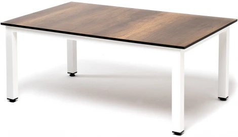 "Канны" журнальный столик из HPL 90х60, H40, каркас белый, цвет столешницы "дуб" 4SIS арт.УТ-00008358