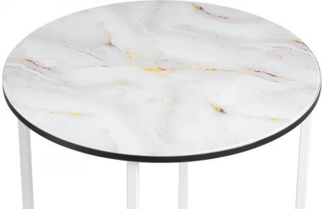 Журнальный стол Манеттия стекло мрамор золото / белый 507422 Woodville
