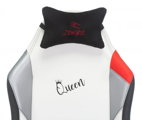 Кресло игровое Zombie HERO QUEEN PRO черный/белый эко.кожа с подголов. крестовина пластик