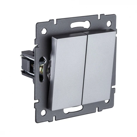 Выключатель кнопочный 2-клавишный 10А/250В серый Kollinger REA-S-011GY для Aspekt, Eleganz, Reflex