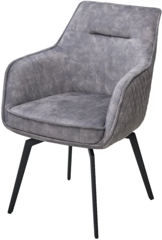 Стул RENLY 180 град. поворот. 7525-180 Серый, велюр / Черный, ®DISAUR