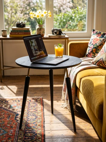 Стол журнальный BeautyStyle 22 черный элит/золото/элит Mebelik 009966