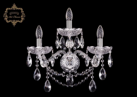 Бра Art Classic 10.25 10.25.2+1.165.XL.Cr.Sp (220V, хрусталь, подвески, подсвечник, свеча)