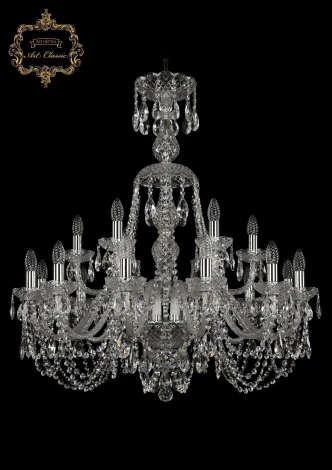 Подвесная большая люстра Art Classic 11.11 11.11.12+6.300.XL-94.Cr.Sp (220V, хрусталь, на цепи, подсвечник, свеча)