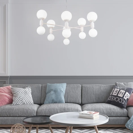 Подвесной светильник Wi-Fi Eurosvet Bubble 30182 белый (220V, управление смартфоном, голосовое управление, умный дом - Minimir Home, Алиса, Маруся, Салют, на тросе, шарики)