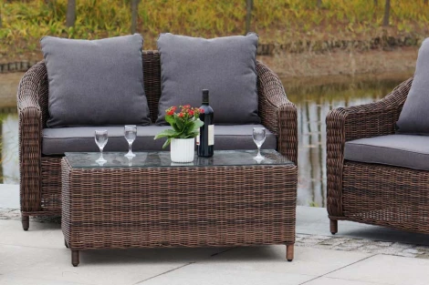 Лаунж-зона из искусственного ротанга, цвет коричневый 4SIS Кон Панна KPS2C2TJ-4-SET brown