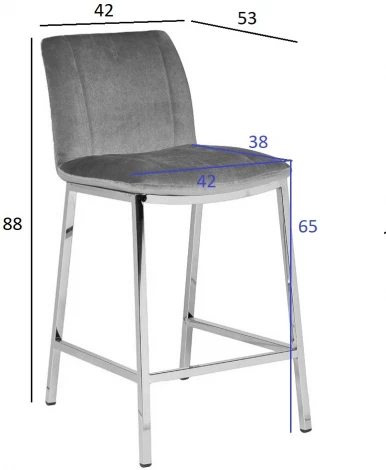 Стул барный велюр черный 42*53*88см Garda Decor арт.30C-DX-2091 BLK