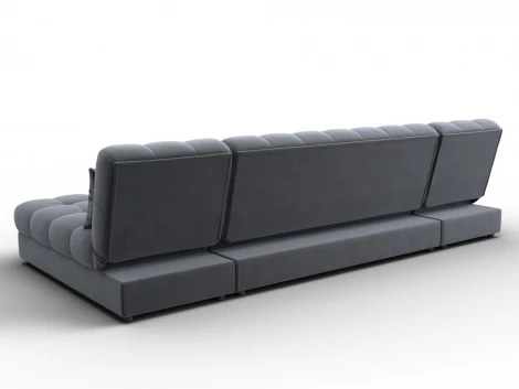 Диван П-образный Лига-116 НПБ (ДСП,ЛДСП,Велюр/Серый) Лига Диванов 137329