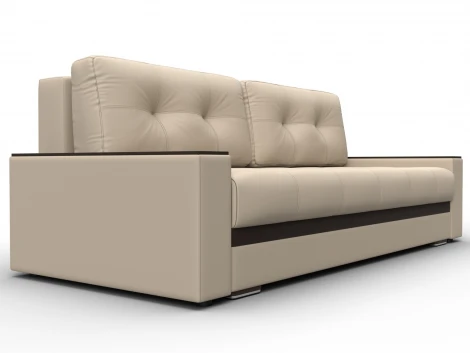 Диван прямой с декором Лига-096 НПБ (ДВП,ДСП,ЛДСП,Брус,Фанера/Пластик/Экокожа/Бежевый,Коричневый) Лига Диванов 133428