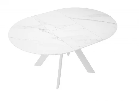 Стол DikLine SKC90 d900 Керамика Белый мрамор/подстолье белое/опоры белые арт.00-00073779