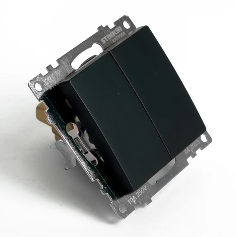 Переключатель двухклавишный (черный) Stekker Катрин 49167