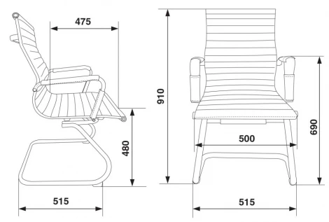Кресло Бюрократ CH-883-LOW-V слоновая кость эко.кожа низк.спин. полозья металл хром