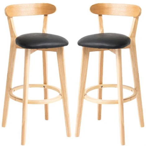 Набор из 2 стульев барных Elevate Zenith Hesby Экокожа/Черный арт.HSBI_B016_wooden_2