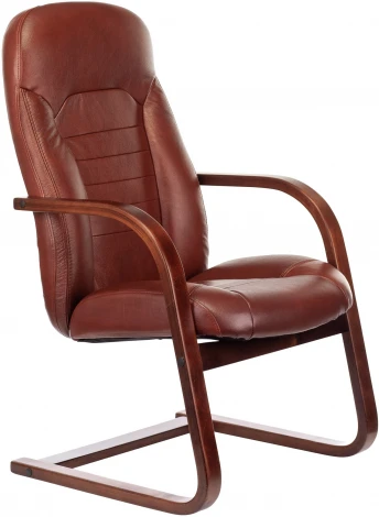 Кресло Бюрократ T-9923WALNUT-AV светло-коричневый Leather Eichel кожа полозья дерево