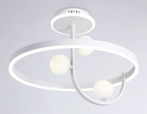 Потолочная люстра на штанге Ambrella Comfort FL66261 (регулировка яркости, LED, 220V, пульт управления, шарики, кольцо)