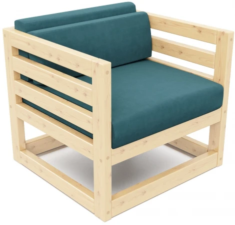 Кресло Arsko Магнус сосна велюр голубой