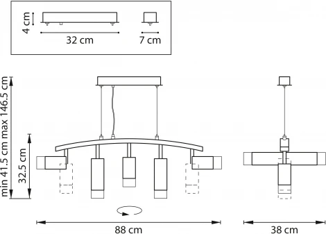 Подвесной светильник Rullo LR7353738721 (571735+214437-3+214487-2+202431-5) Lightstar (220V, на тросе)