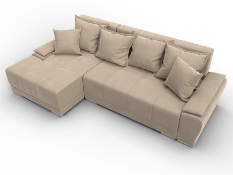 Диван угловой Лига-119 угол левый (ДСП,Брус,Фанера,ЛДС,Велюр/Бежевый) Лига Диванов 137089L
